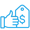 thumbs up and price tag symbol
