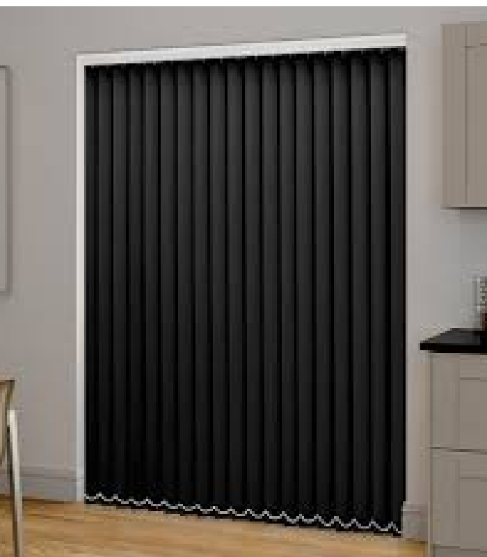 Black vertical blackout blinds Miami installation