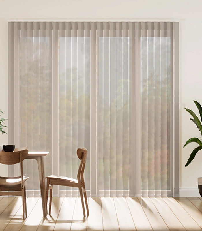 White screen vertical blinds Miami dining room