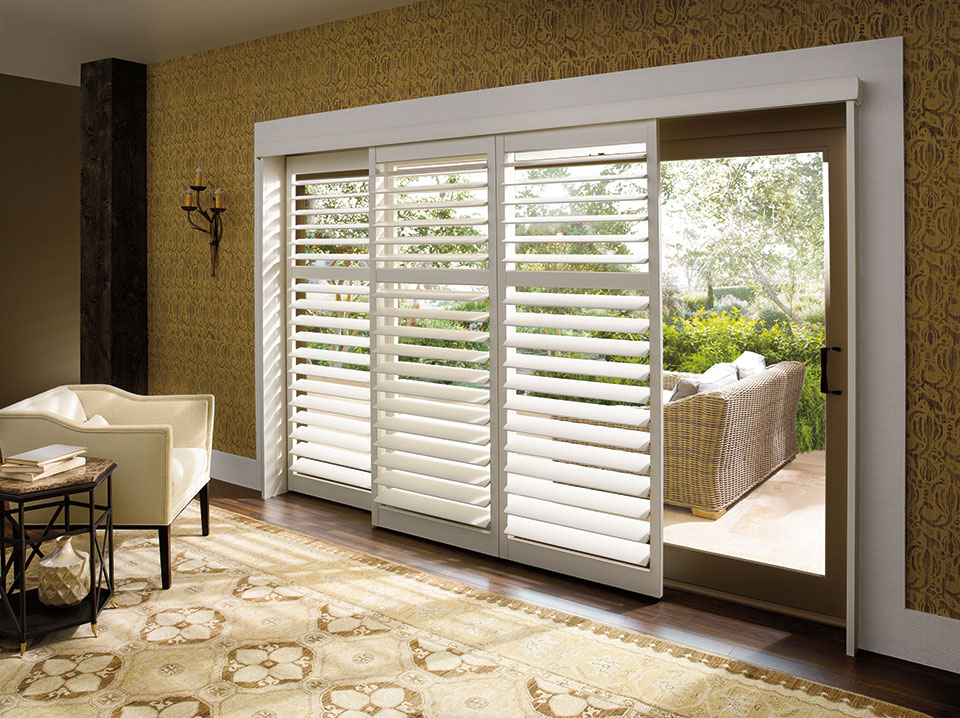 Wood Plantation Shutter with sliding doors