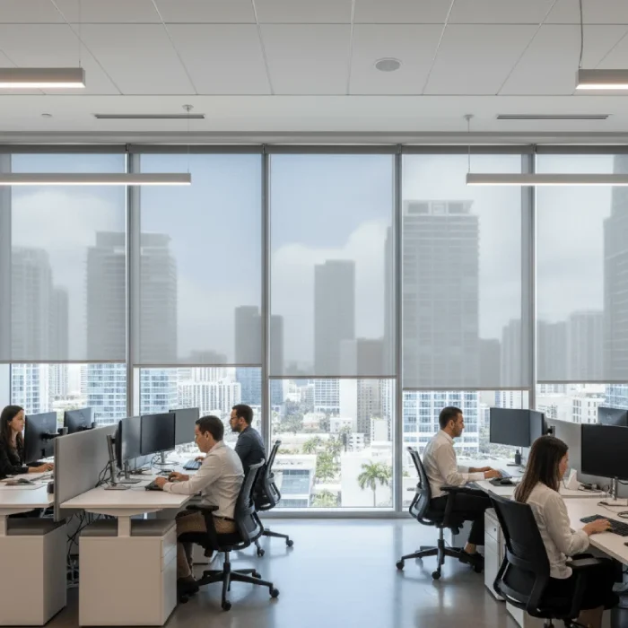 Miami condo with motorized roller window shades