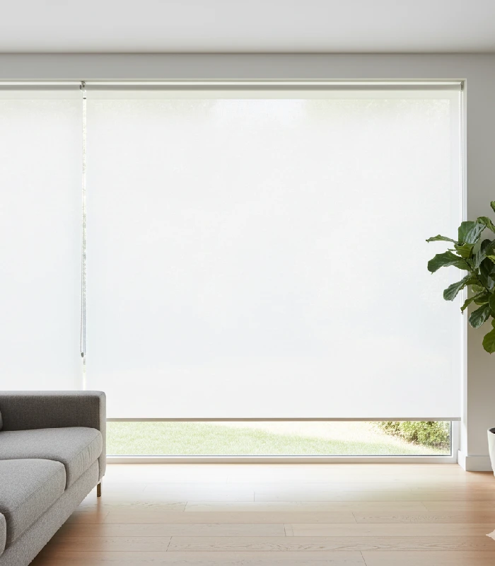 White rollar shades in Miami home