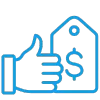 thumbs up and price tag symbol